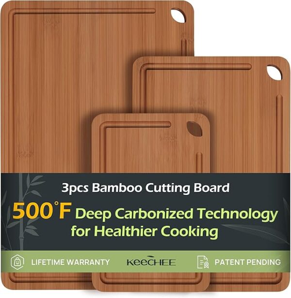 Keechee Bamboo Cutting Board with Juice Grooves
