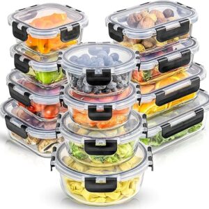 JoyJolt JoyFul 24-Piece Glass Food Storage Container Set