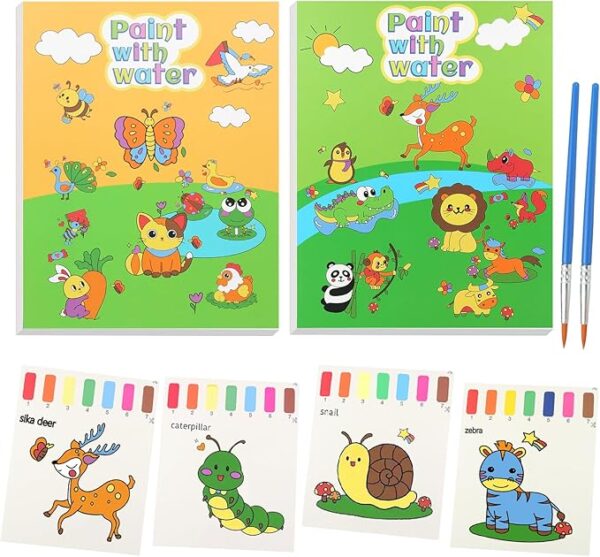 GZCY 2-Pack Water Coloring Books – Animals & Insects