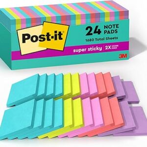 Post-it Super Sticky Notes – 3x3", 24 Pads, Supernova Neons