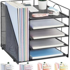 LEKETREE 5-Tier Desk Organizer with File Holder – Black