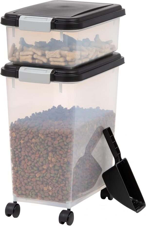 IRIS USA Airtight Pet Food Storage Container Combo – 30 lbs & 11 lbs